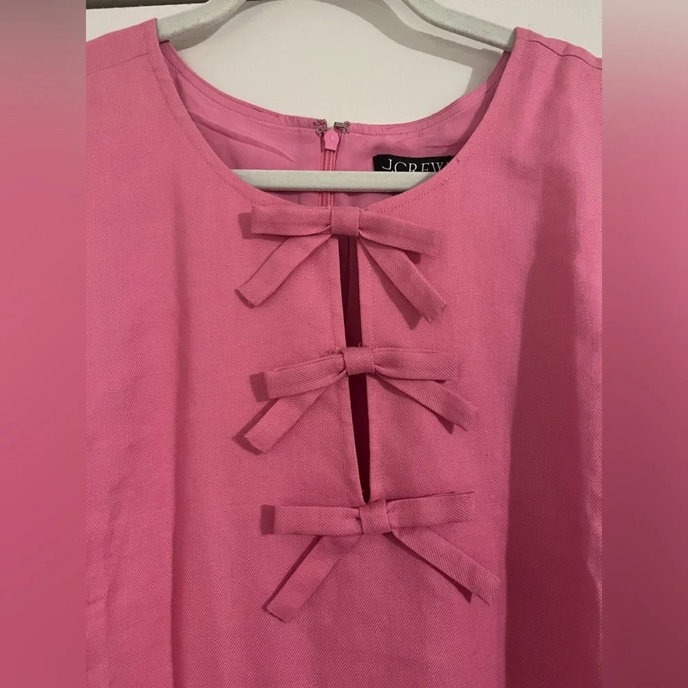 J.Crew Pink Bow front shift dress in stretch linen NWOT Size 3X - Picture 4 of 9